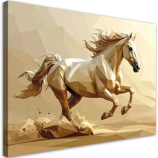 Leinwandbild Weißes Geometrisches Pferd Im Galopp 90x60