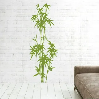 tjapalo® pk274 Wandtattoo Bambus Schilf Strauch Dekoration Wandaufkleber Wandtattoo Wohnzimmer Bambus, : Schwarz, Größe: H140xB53cm