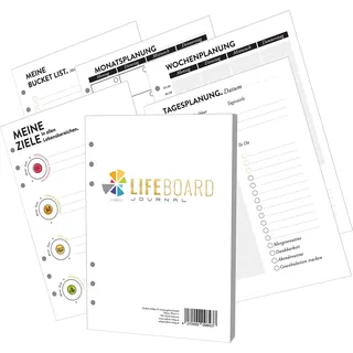 PREMIUM Erfolgsjournal - Nachfüllpapier A5 - Bullet Journal - Kalender 2021 2022 - Terminplaner - Terminkalender - Tagebuch - Wochenplaner - To do Liste - Notizbuch - Planner - Organizer LIFEBOARD