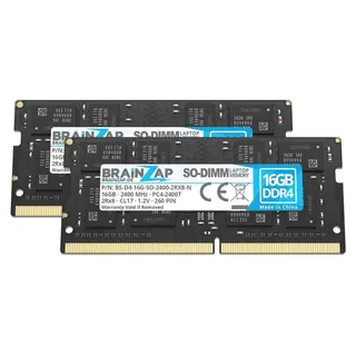 BRAINZAP 32GB (2x16GB) DDR4 2400MHz PC4-2400T SO-DIMM CL17 2Rx8 1.2V Unbuffered Non-ECC RAM Arbeitsspeicher für Notebook Laptop Speichermodul Memory
