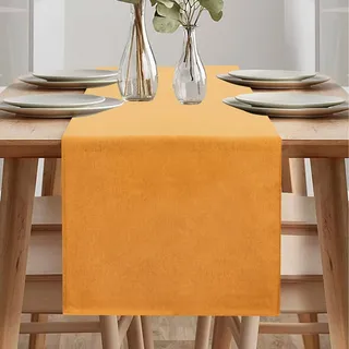 Tischläufer Modern, Wasserdicht Läufer Tisch, Tischläufer Frühling Modern, Grün Läufer für Draussen Balkon Drinnen Party Dekoration (Orange, 40 x 240 cm)
