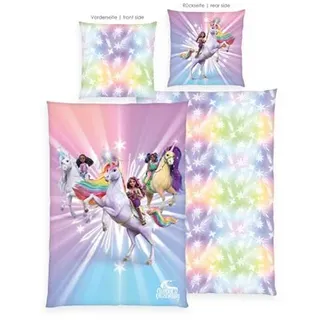 Unicorn AcademyTM Wendebettwäsche Einhorn Baumwoll Renforcé Einzelbett, 2tlg.