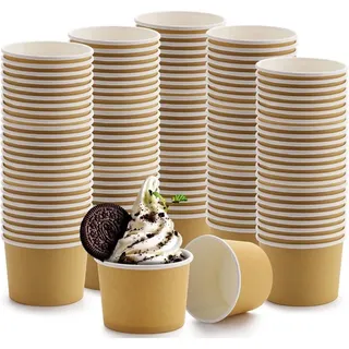 Einweg-pappbecher Für Eiscreme – Packung Mit 100 Stück, 237 Ml, Hitze- Und Kältebeständig (suppe, Eisbecher, Gefrorener Joghurt)