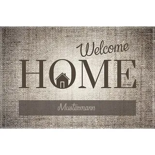 Manutextur Fußmatte mit Namen - Motiv Home mit Herz - viele Daheim-Motive - Schmutzfangmatte personalisiert - Größe 40x60 cm - persönliches & individuelles Geschenk