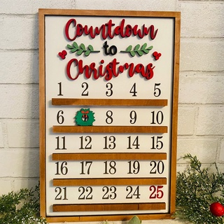 Weihnachten Holz Countdown Zeichen, Holz-Adventskalender 25 Tage, Rustikale Holz Home Decor Holiday Xmas Ornament,Weihnachten Wandkunst Schild, Adventskalender Nummer Datum