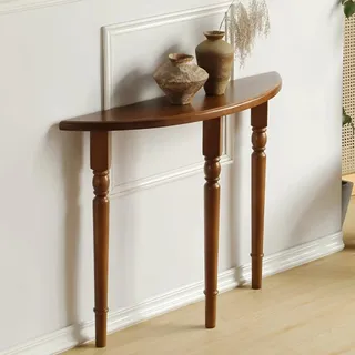DJJYCTNM Halbmond-Konsolentisch, Halbrunder Tisch, Massivholz-Vintage-Sofatisch Hinter der Couch für Eingang, Flur, Wohnzimmer(Brown,100x25x90cm/31x10x35in)