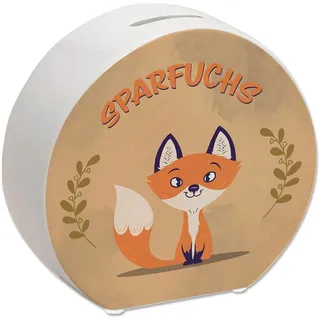 Spardose aus Keramik mit süßem Fuchs Motiv und Spruch - Sparfuchs als niedliche Geschenkidee zur Einschulung für Kinder oder für Eltern die auf ausgefallene Dekoration Stehen