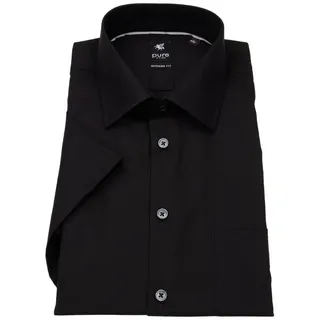 Pure Kurzarmhemd Modern Fit leicht tailliert bügelfrei Kentkragen schwarz L