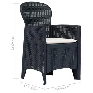vidaXL Rattan Kunststoff Set 3-tlg. anthrazit/optik