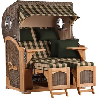 Mr. Deko Strandkorb Düne Bullauge Teak PE Grey Dessin 506