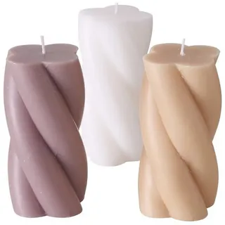 BOLTZE Stumpenkerze Kerze, Ø 7 cm, 14 cm hoch, Beige oder Hellbraun oder Weiß, 1 Stück