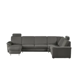 meinSofa Wohnlandschaft grau-schwarz - Mikrofaser Rita ¦ grau ¦ Maße (cm): B: 330 H: 91 T: 240.0