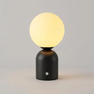 OOWDMPE Kugel LED Tischlampe Akku Kabellose Nachttischlampe Touch Dimmbar USB Aufladbar Moderne Tischleuchte Batteriebetriebene Nachtlampe 1200mah für Schlafzimmer Wohnzimmer Bar (Schwarz)