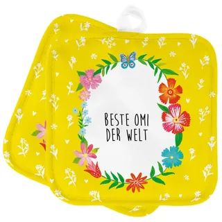 Mr. & Mrs. Panda Topflappen Omi - Geschenk, Topflappen, Topflappen lustig, Topfuntersetzer, Enkel, (1-tlg)