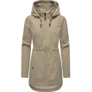 Ragwear Damen, Lange Übergangsjacke wasserdicht und atmungsaktiv Parka mit Abnehmbarer Kapuze und feiner Rillenstruktur Dakkota B YOUMODO Dusty Olive Gr.