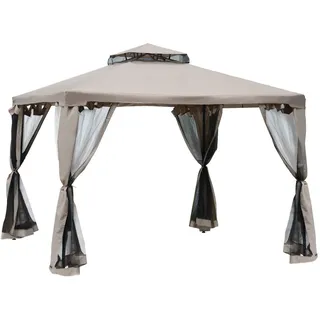 Outsunny Gartenpavillon 2,94 x 2,94 m Grau/Beige