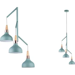 Paulmann Pendelleuchte Juna Softgrün/Kupfer/Holz max. 3 x 20W E14 ohne Leuchtmittel kürzbar - Kupfer/Grün