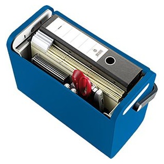 Helit Hängeregister-Box H61101-93 the mobil box A4, für 25 Hängemappen, mit Rollo, blau