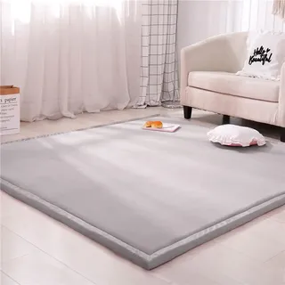 Fancytan Spielmatte Krabbelmatte Baby Kinder Matte, Extra Dick 3cm Faltbar, Teppich Kinder Krabbeldecke Weiche rutschfest Tatami kinderzimmer Deko, Altes Grau, Grösse: 100x200cm