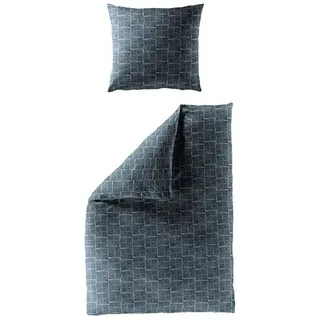 BIERBAUM Bettwäsche Bierbaum Mako Satin Bettwäsche 135x200cm 2 tlg. Karos Anthrazit Grau, Satin, 2 teilig, Feiner und weicher Griff, besonders atmungsaktiv, Made in Germany schwarz