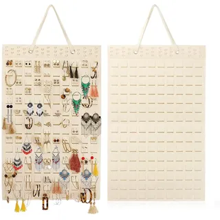 GIDWRIY Schmuck Organizer Hängend Tür,Schmuckaufbewahrung zum Aufhängen,Ohrring Organizer Wand,Faltbarer Schmuckständer Schmuckhalter,Jewellery Organizer Hanging,Ohrringständer,Ohrringhalter-Beige