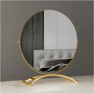 NOIRDA 40 cm 50 cm 60 cm Großer Schminkspiegel Tischspiegel, Runder Kosmetikspiegel Mit 360-Grad-Drehung, Für Schminktisch Schreibtisch, Badezimmer, Schlafzimmer(Gold,30cm/11.8in)