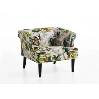 OTTO home Sessel Charlie Samt 86 x 70 x 74 cm Weiß/Bunt mit Wellenunterfederung
