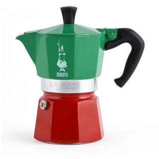 BIALETTI Espressokocher Moka Express, 0,04l Kaffeekanne, 1 Tasse, Aluminium, traditionell italienisch, Kaffeekocher, Espressokanne, Kaffeebereiter, Espresso Maker, Camping, Tricolore grün/weiß/rot grün|rot
