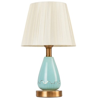 Chao Zan Tischlampe Keramik,Tischleuchte Lampe für Nachttisch Beistelltisch Nachttischlampe Stoffschirm Vintage Retro,E27-Fassung (ohne Glühbirne) (A)