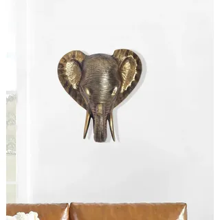 FineBuy Wohndeko Elefant 41 cm Aluminium Gold Afrika Dekoration Modern