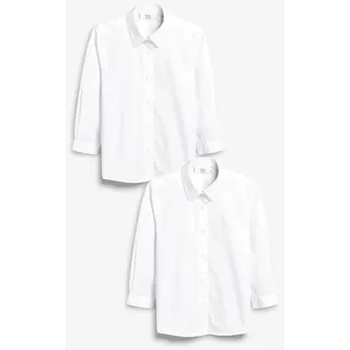 Next Langarmbluse Business-Hemden Plus Fit (3-17 J), 2er-Pack (2-tlg) weiß 134 (9J)