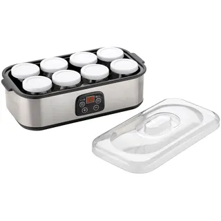 Rosenstein & Söhne Joghurt-Maker, Timer & Temperatur-Einstellung, 8 Gläser à 180 ml, 30 W
