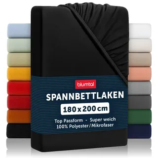 Blumtal Bettlaken Mikrofaser 180 x 200 cm schwarz 2 St.