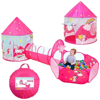 Benebomo Kinder spielzelt mit Tunnel,EinhornKinderzelt,bällebad mit Tunnel,Gartenspielhaus für Jungen Mädchen drinnen/draußen,mit Tragetasche