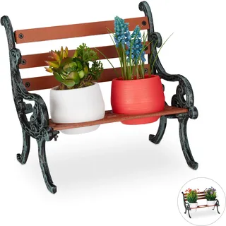 Relaxdays Mini Blumenbank Braun,Grau