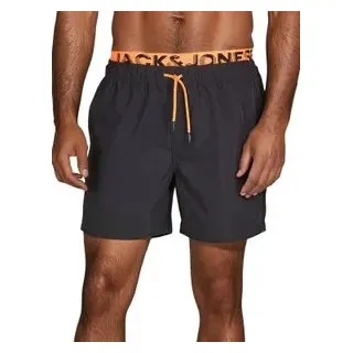 Jack & Jones Badehose Herren lang Badeshorts Doppelter Bund MAUI JJSWIM Shocking Orange M