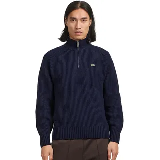 Carded Wool High Neck Zipped Sweater Herren NAVY BLUE S