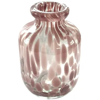 Glasvase Happy Patchy 15cm Rosa PINK. Vase aus Glas, Blumenvase mit Punkten, Konfetti, mundgeblasen