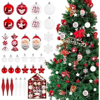 Famanu Weihnachtsbaumdekoration 70 Stück - wiederverwendbare, unzerbrechliche Kugeln - rot und gold