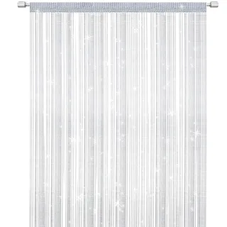 Sulives Fadenvorhänge für Tür, Fliegengitter, elegante Trennwand, Quastenvorhang für Heimdekoration, Weiß (100 x 200 cm)