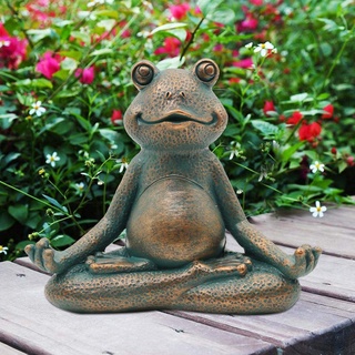 Goodeco Meditierende Frosch-Ornament-Miniatur, Zen-Yoga-Frosch-Gartenfigur, Statue, für drinnen und draußen, Gartenskulptur, Geschenke für Feengarten, Zuhause, Kunstdekoration, 13 cm (Kupfer)