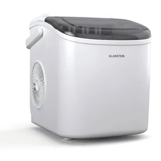 Klarstein Eiswürfelmaschine - 12kg/24h, 2 Größen, 1,3L Wassertank, LED-Anzeigen, transparenter Deckel, tragbar, Eiswürfelbereiter für Partys/G... - Weiß
