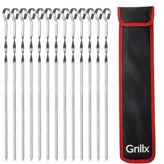 GrillX Grillspieß-Set bestehend aus 12 Spießen in luxuriöser Tasche.