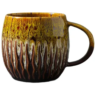 Buhdjfnke Teetasse-Kaffeetasse-Handgefertigter Look Keramiktasse Große Größe, Mikrowellen- und Spülmaschinenfest D