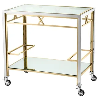 Casa Padrino Luxus Servierwagen Silber / Gold 80 x 48 x H. 76,5 cm - Hotel Restaurant Gastronomie Accessoires