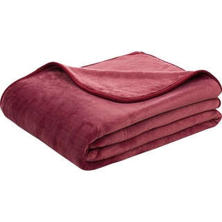 Wohndecke Uni Decke aus recyceltem Polyester, Gözze, Kuscheldecke rot