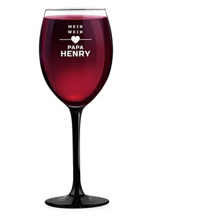 Maverton Onyx Weinglas mit Gravur - mit schwarzem Seil - 330 ml - personalisiert - Rotweinglas Weißweinglas - Geschenk für Männer zum Geburtstag - Männergeschenke - Eigentum