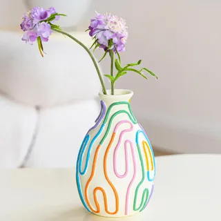 COTYNI Farbige Linien Blumenvase für Moderne Wohnkultur, niedliche Vase für Dekoration, einzigartige kleine Vase für Tafelaufsätze, Moderne Vase für einzigartigen Akzent zu Hause/Wohnzimmer/Büro