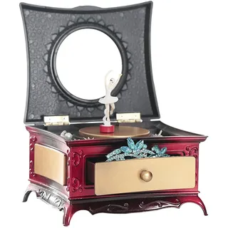 Povanjer Ballerina Spieluhr | Ballerina-Schmuckkästchen mit Ballerina-Motiv für Mädchen und kleine Mädchen | Schmuck-Organizer, Ballerina, aufziehbare Spieluhr mit Schloss und Spiegel, charmante