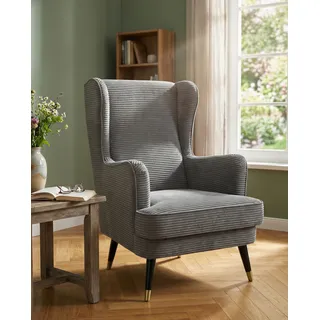 Home Affaire Ohrensessel ZILLER Cord/Samtvelours 0 x 0 x 0 cm Grau